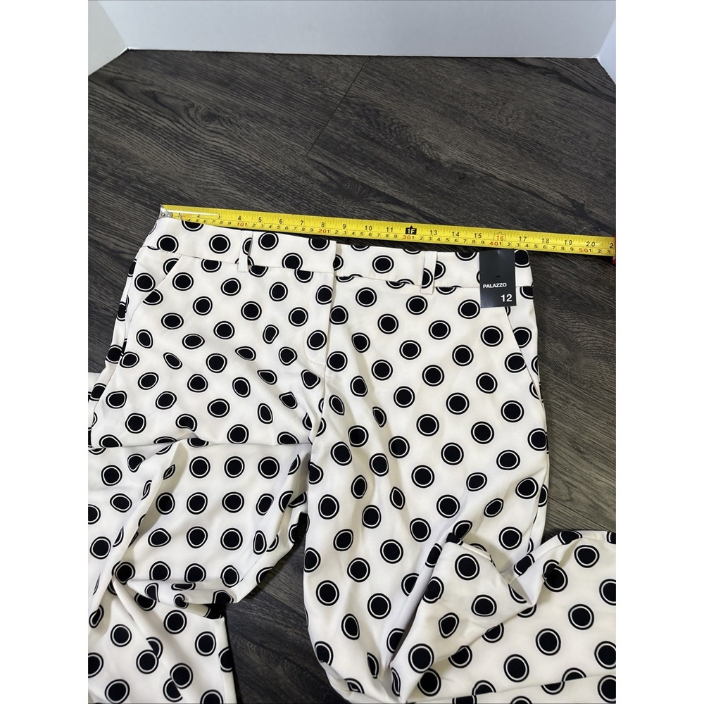 NWT NY&Co 7th Avenue Polka Dot Wide Leg Palazzo Pants Size 12 White Black - Picture 7 of 14
